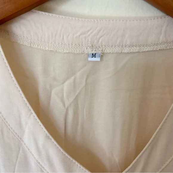 NWOT Petallush Ivory Short Sleeve Ruffle Midi Dress Sz M - Picture 6 of 9